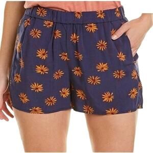 Madewell Women's Navy Blue Floral Print Elastic Waist Pull-On Casual Shorts XXS
